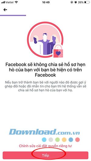 Giao diện tính năng hẹn hò