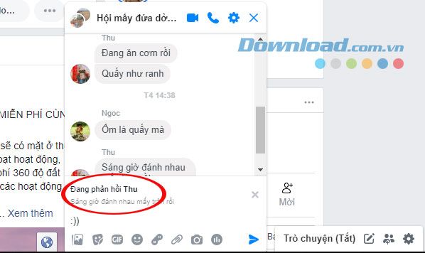 Đang trả lời tin nhắn cụ thể