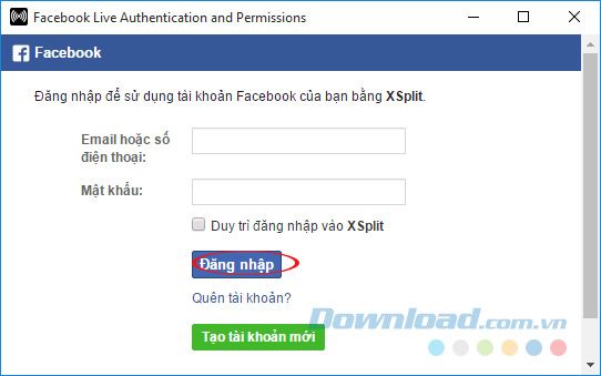 Đăng nhập vào Facebook