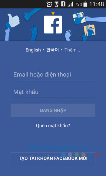 Đăng nhập Facebook trên điện thoại di động