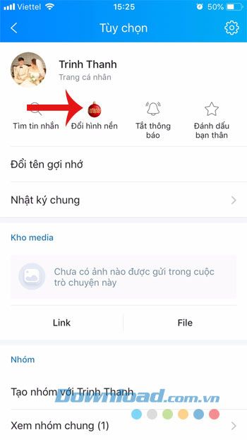 Thay đổi hình nền Zalo