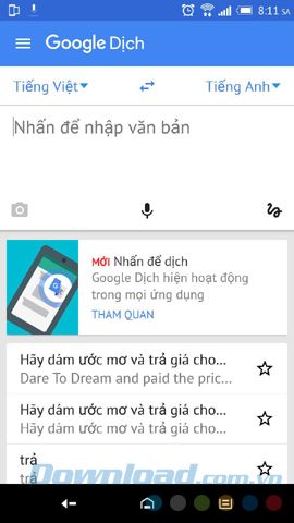 Sử dụng Google Dịch để biên dịch văn bản