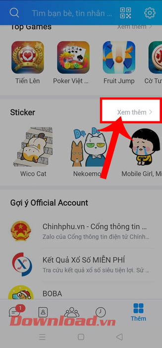 Chạm vào Xem thêm