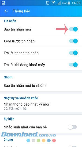 Thông báo tin nhắn mới