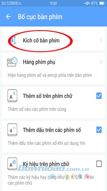 Thay Đổi Kích Thước Bàn Phím