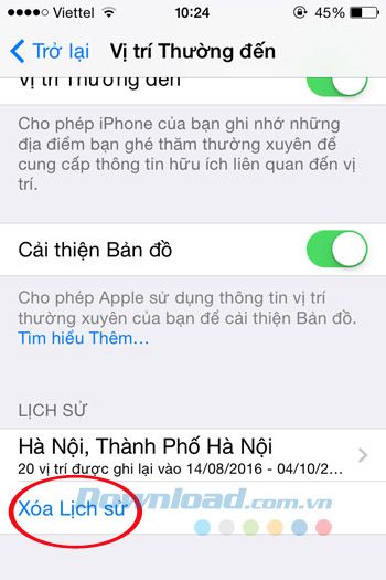 Xóa lịch sử