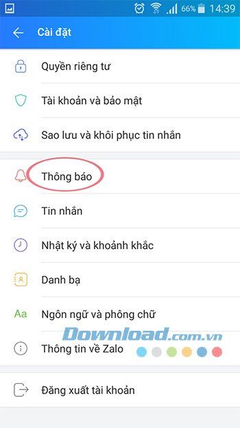 Thiết lập thông báo