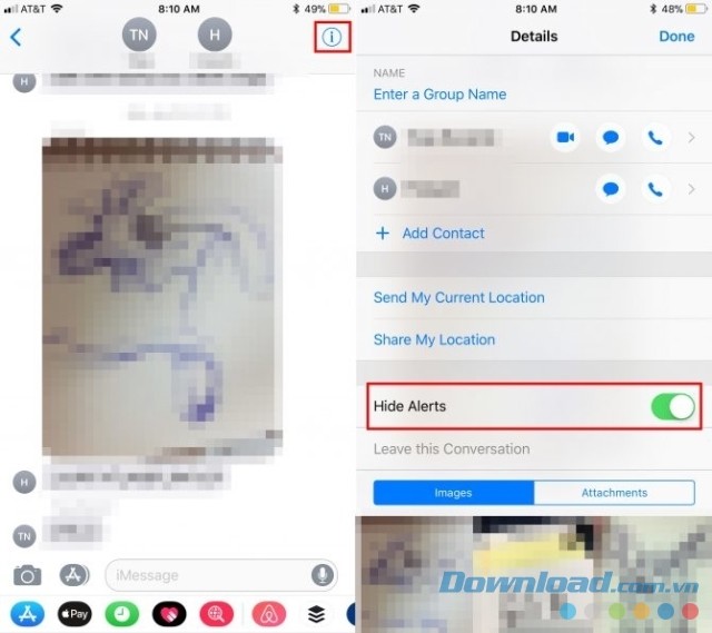 Ngừng nhận thông báo từ nhóm trên iMessage