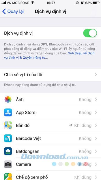 Loại bỏ ứng dụng định vị