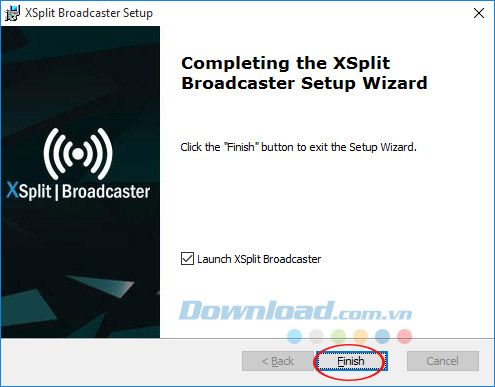 Hoàn tất cài đặt XSplit