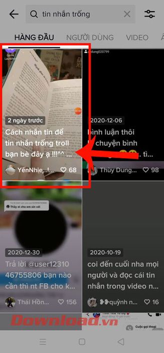 Chọn video hướng dẫn trên Tik Tok