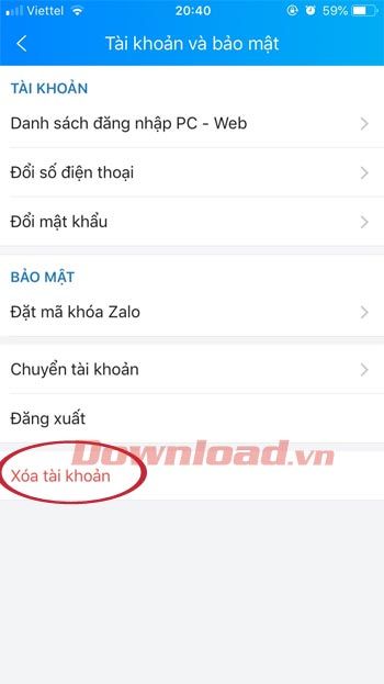 Xác nhận Xóa tài khoản