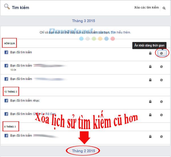 Cách xóa lịch sử tìm kiếm trên FB