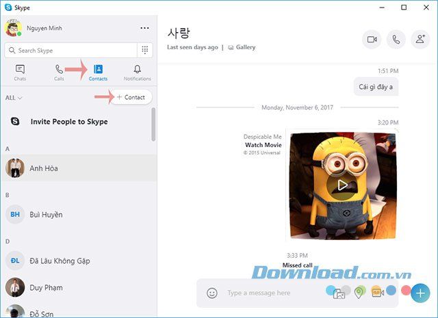 Thêm bạn mới vào danh bạ Skype