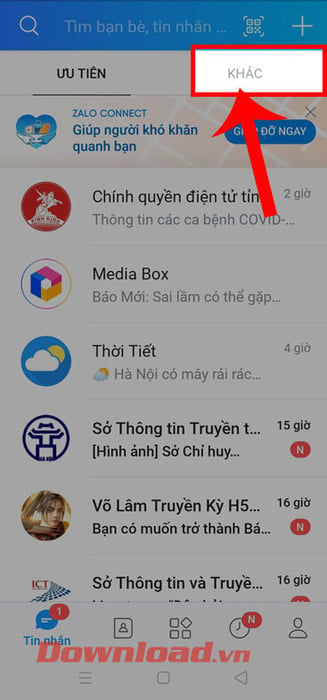 Chọn mục Khác