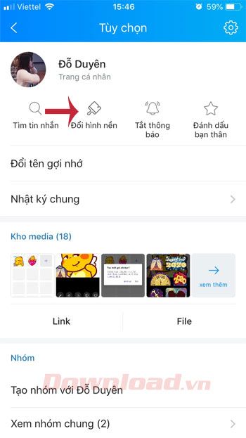 Thay đổi hình nền Zalo