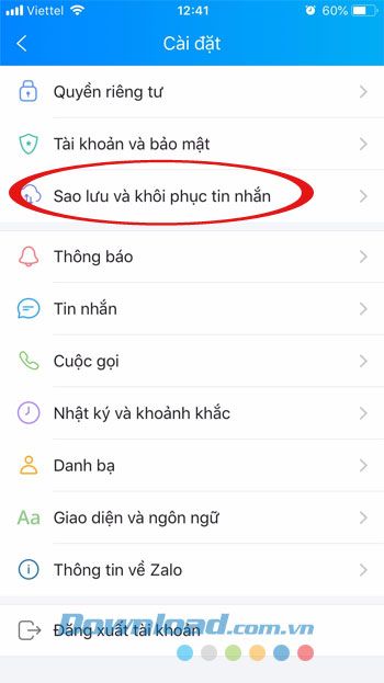 Sao lưu và khôi phục tin nhắn