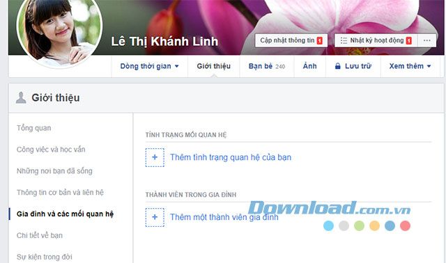 Tình trạng quan hệ trên Facebook