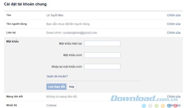 Thay đổi mật khẩu Facebook