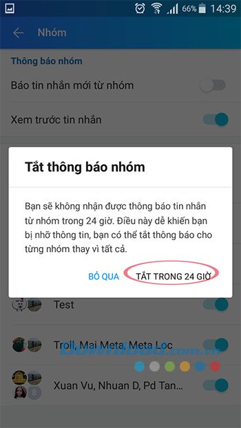 Vô hiệu hóa thông báo nhóm