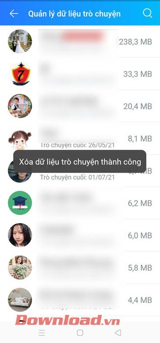 Cuộc trò chuyện đã được xóa thành công