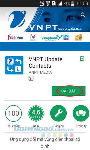 Cài đặt Ứng dụng Cập nhật Danh bạ VNPT