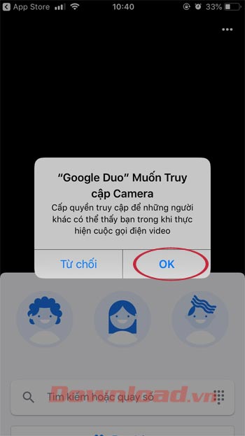 Cho phép Google Duo sử dụng Camera