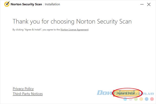 Chấp nhận cài đặt Norton Security Scan.