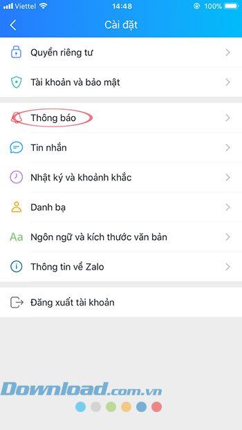 Thiết lập thông báo