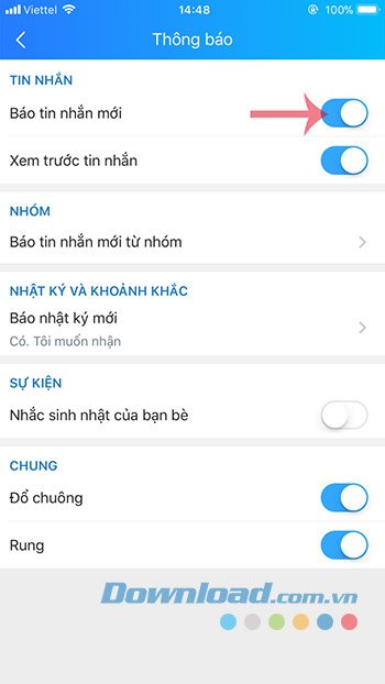 Báo tin nhắn mới