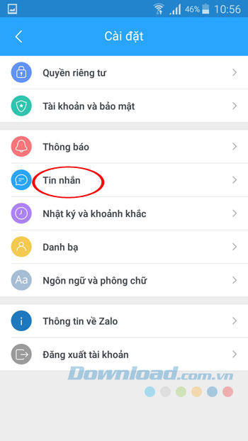 Hướng dẫn cài đặt tin nhắn trên Zalo