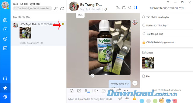Xem lại những tin nhắn quan trọng trên Zalo PC