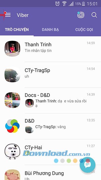 Menu của Viber