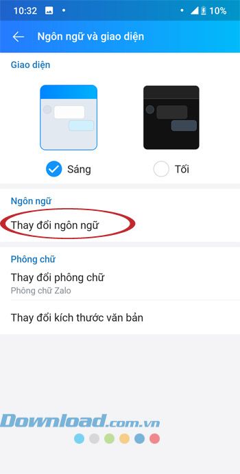 Thay đổi ngôn ngữ