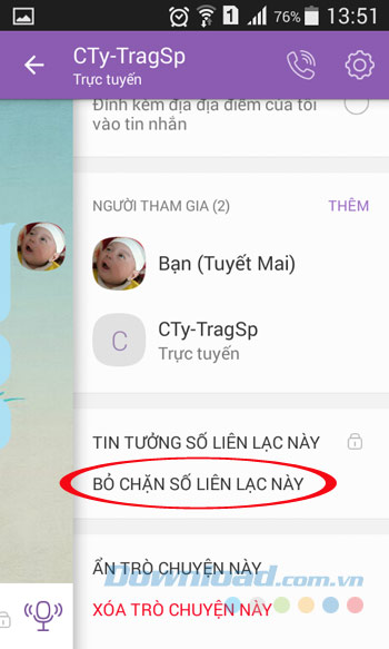 Bỏ chặn số liên lạc