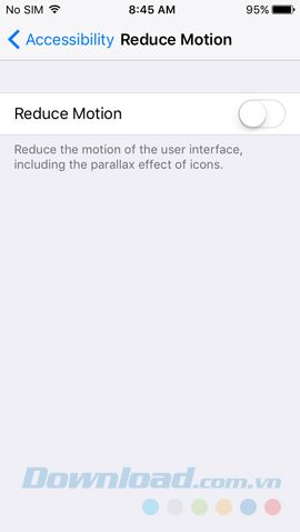 Bật tính năng Giảm chuyển động