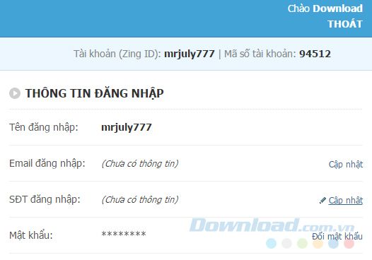 Cập nhật thành công