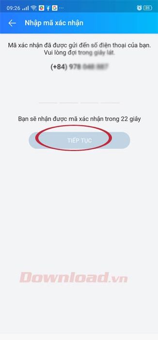 Nhập mã xác nhận