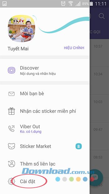 Cài đặt của Viber