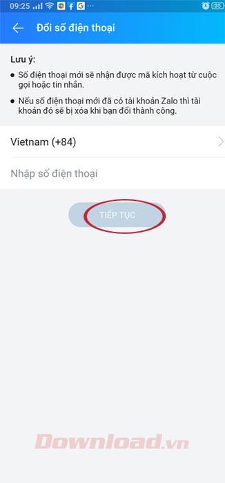 Nhập số điện thoại mới bạn muốn thay đổi