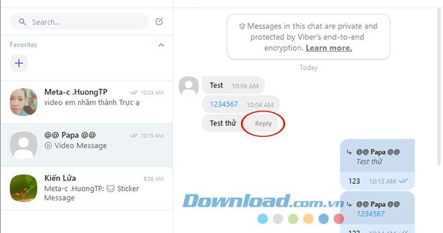 Trả lời nhanh tin nhắn trên Viber PC