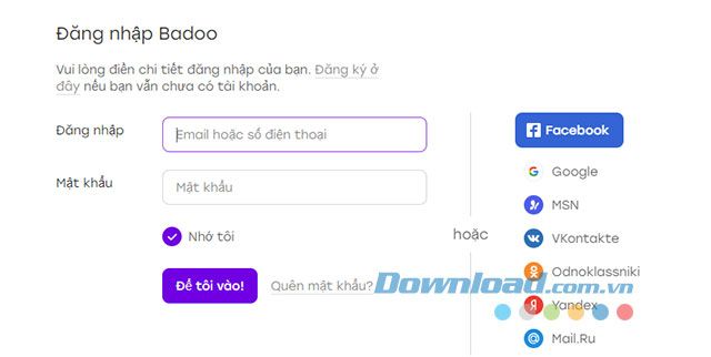 Tạo tài khoản Badoo