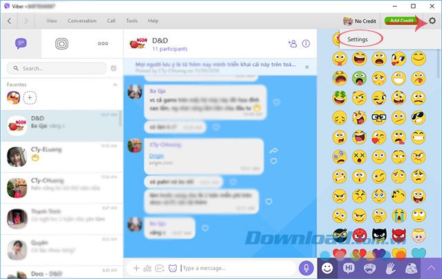 Cài đặt của Viber