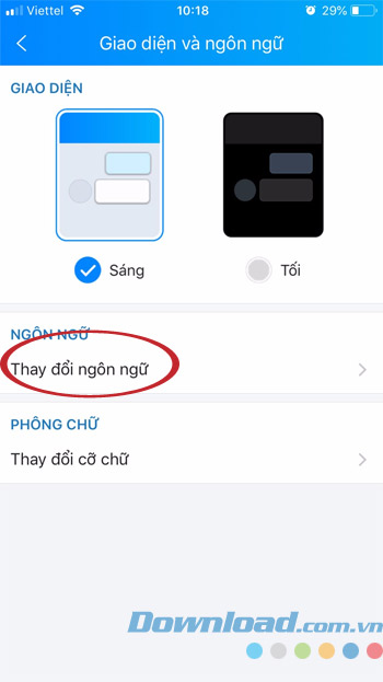 Thay đổi ngôn ngữ