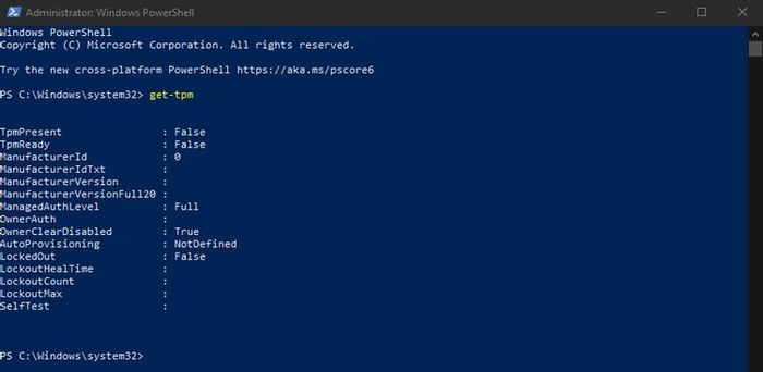 Kết quả khi thực thi lệnh trên PowerShell