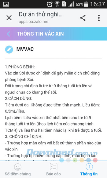 Thông tin về vắc xin