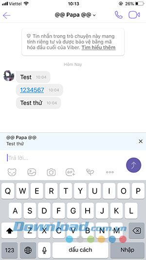 Phản hồi tin nhắn trên Viber