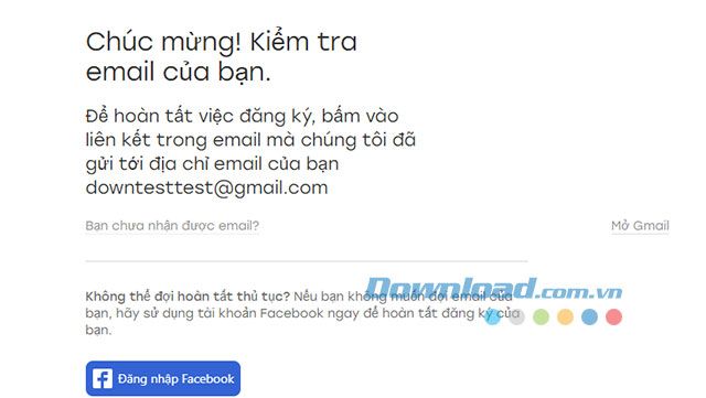 Kiểm tra email để xác nhận việc đăng ký trên Badoo