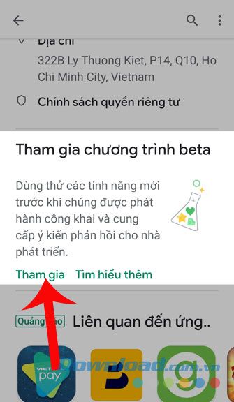 Bấm vào nút Tham gia