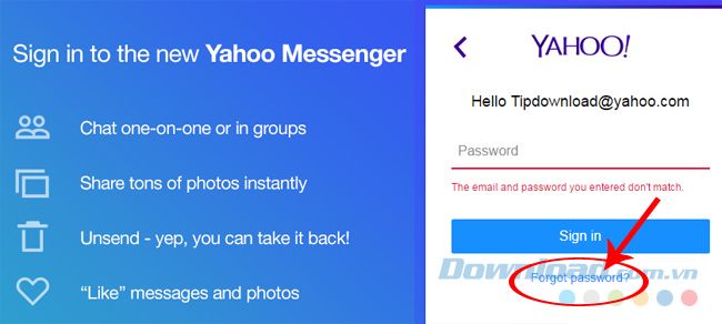 Lấy lại mật khẩu cho tài khoản Yahoo